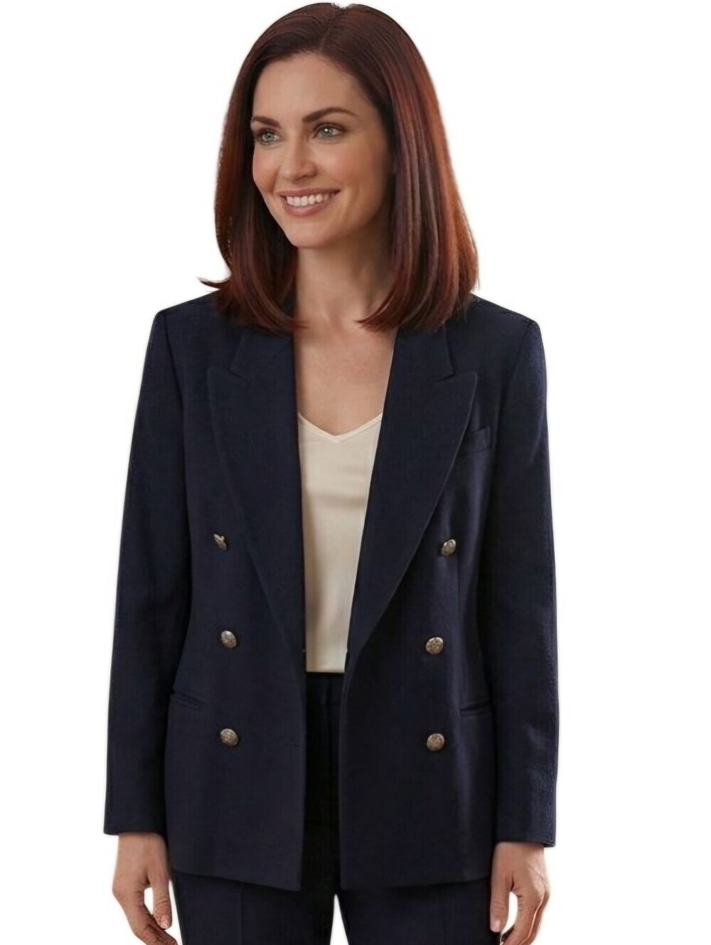 Stephanie Andrew's Vintage Navy 100% Wool Double-Breasted Blazer Size 14p